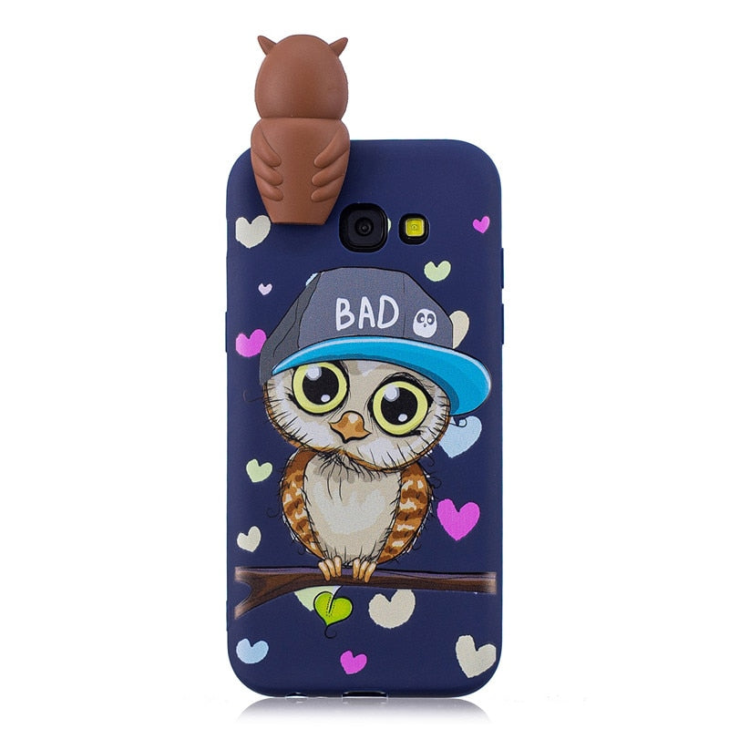 Anymob Samsung Case Blue Owl Soft Silicone 3D Unicorn Panda Phone Cover Protection-Mobile Phone Cases-PEROZ Accessories