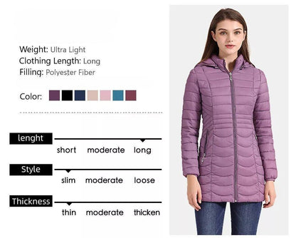 Anychic Womens Padded Puffer Jacket Large Pink Ultralightweight Ultralight Coat With Detachable Hood Lightweight Outwear Clothing-Coats &amp; Jackets-PEROZ Accessories