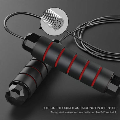 Anyfit Black Jumping Rope Tangle Free Rapid Speed Cable With Ball Bearings Steel Skipping Rope Gym Fitness Home Exercise Slim Body-Exercise &amp; Fitness-PEROZ Accessories
