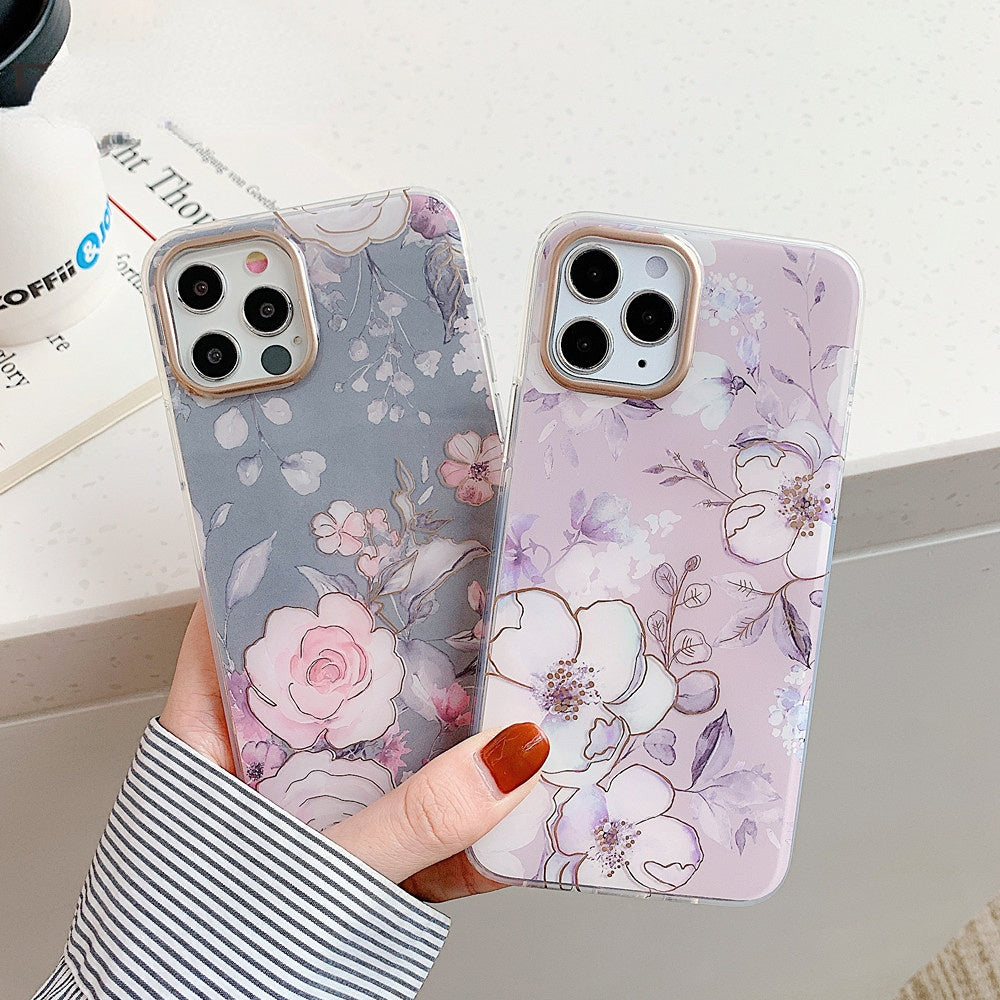 Anymob iPhone Pink Vintage Flower Phone Case Soft Silicone Shockproof Back Cover-Mobile Phone Cases-PEROZ Accessories