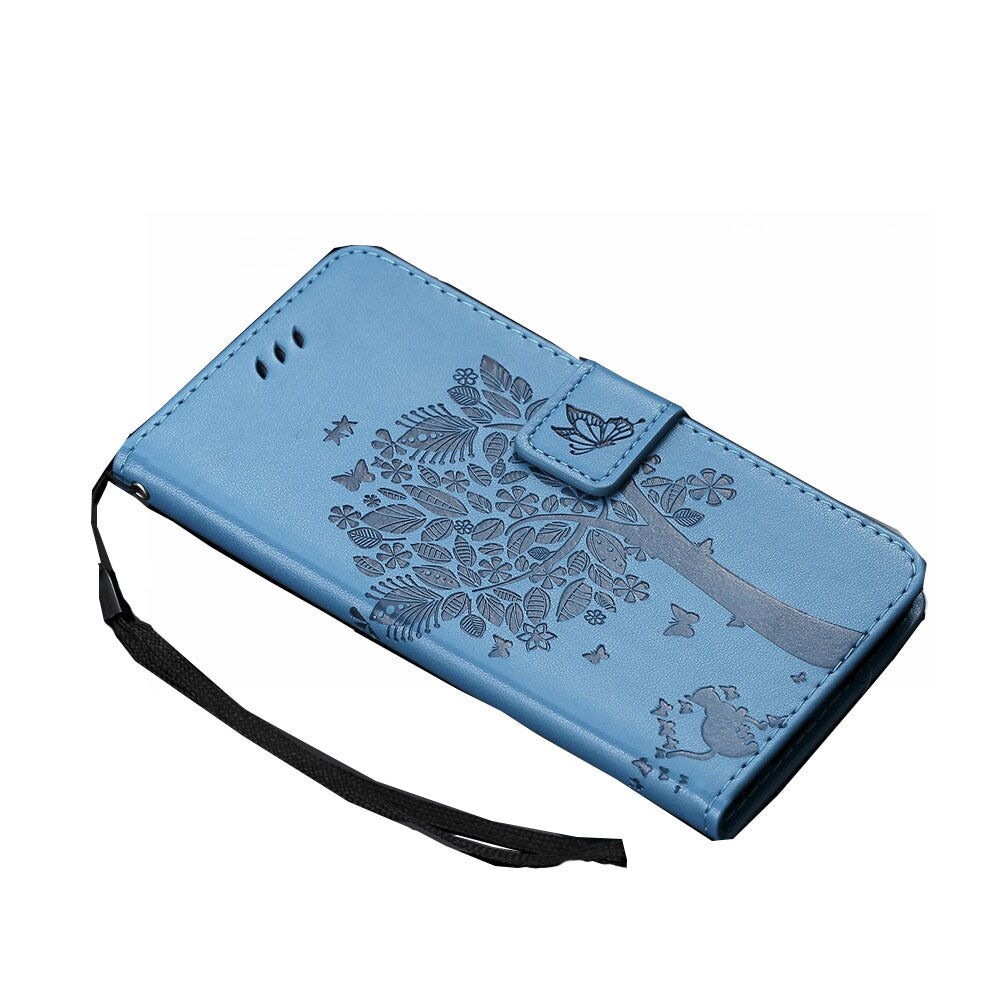Anymob Huawei Phone Case Blue Flip Leather 3D Tree Shell Wallet Cover-PEROZ Accessories