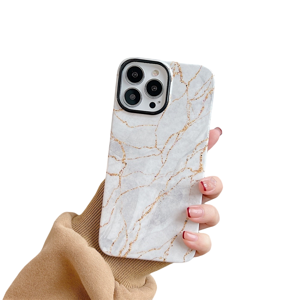 Anymob iPhone Case White Glitter Vintage Marble Shockproof Soft IMD Bumper Back Cover-Mobile Phone Cases-PEROZ Accessories