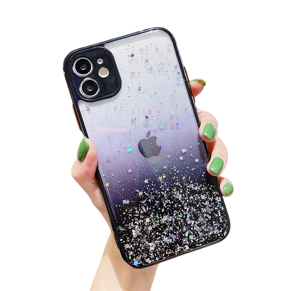 Anymob iPhone Black Shiny Case Glitter Camera Protect Clear Silicone Cover-Mobile Phone Cases-PEROZ Accessories