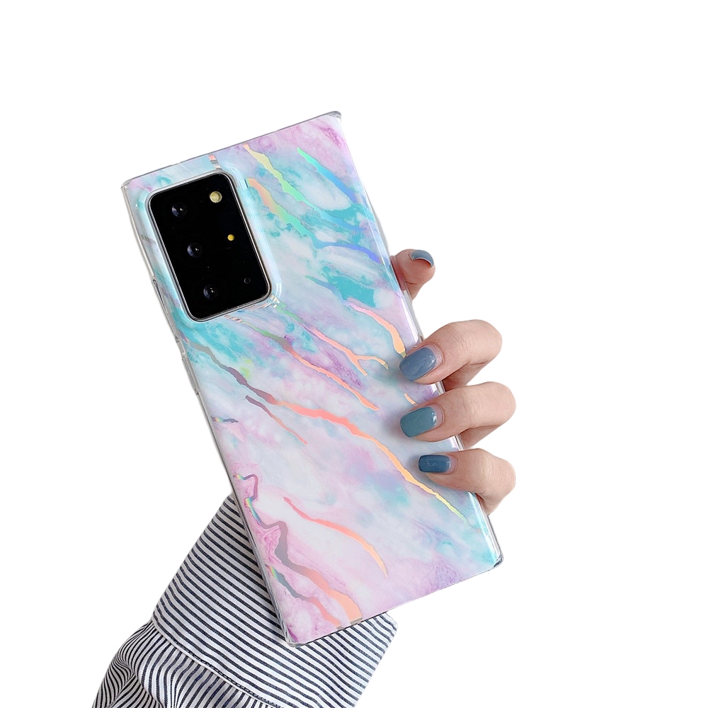Anymob Samsung Blue And Pink Laser Gradient Marble Phone Case Silicon Cover-Mobile Phone Cases-PEROZ Accessories