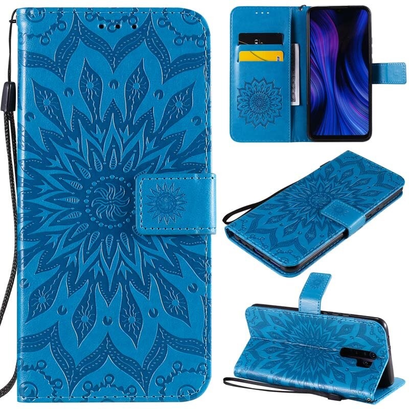 Anymob Samsung Case Ocean Blue Flower Luxury Wallet Phone Flip Leather Cover With Card Slot Protection-Mobile Phone Cases-PEROZ Accessories