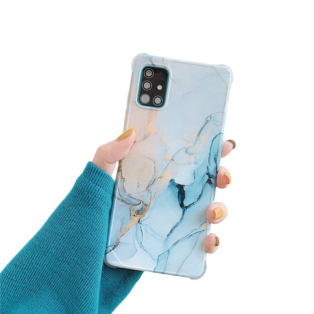 Anymob Samsung Light Blue Gradient Marble Phone Case Silicone Shockproof Cover-Mobile Phone Cases-PEROZ Accessories