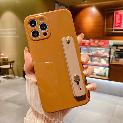 Anymob iPhone Case Mustard Solid Color Lens Protection Wrist Strap Stand Silicone Bumper Cover-Mobile Phone Cases-PEROZ Accessories