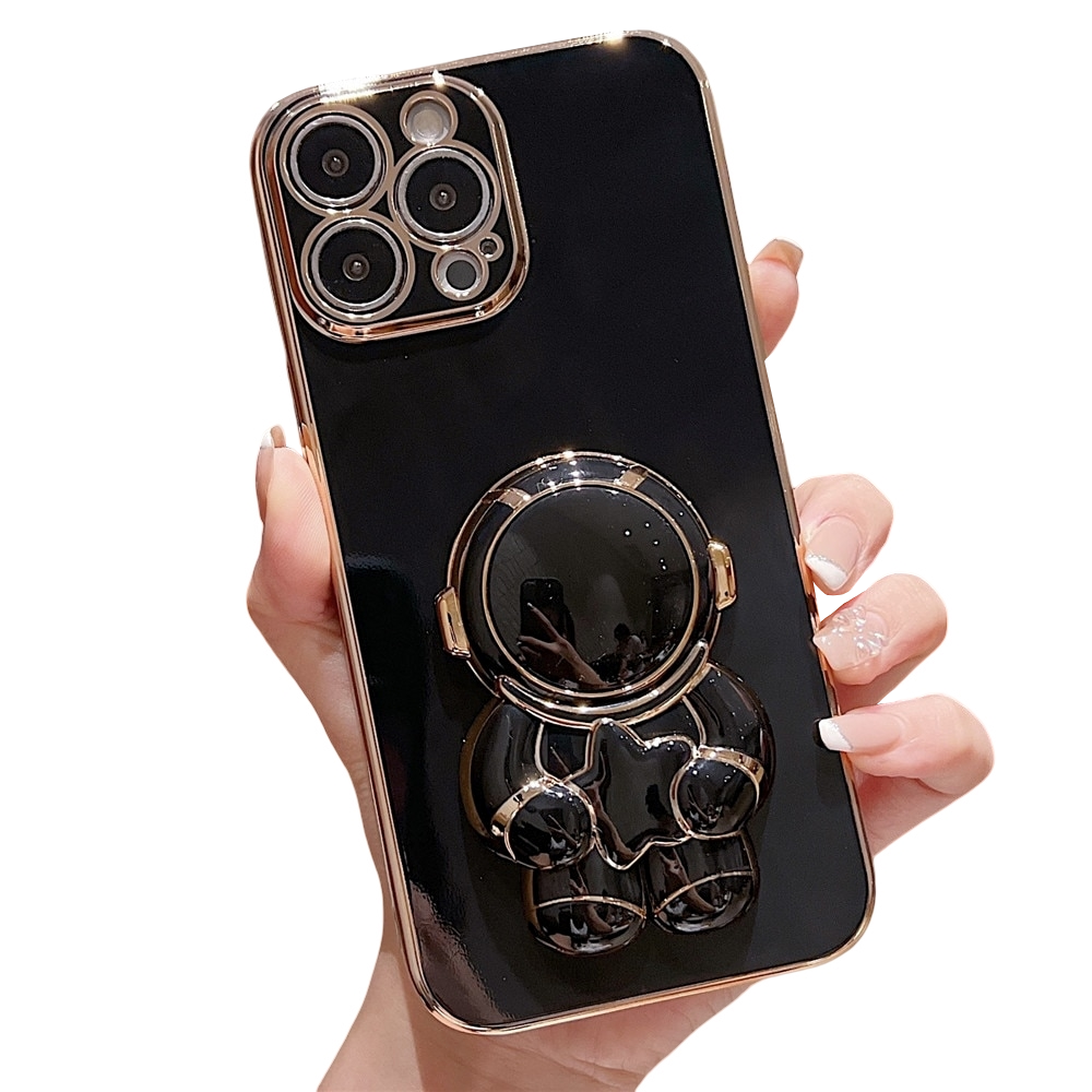 Anymob iPhone Black Astronaut Folding Stand Case Shockproof Soft Silicone Cover-Mobile Phone Cases-PEROZ Accessories