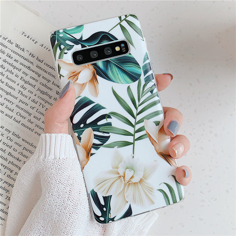 Anymob Samsung Case Green Floral Design Art Leaf Flower Silicon Without Holder Stand Phone Cover-Mobile Phone Cases-PEROZ Accessories