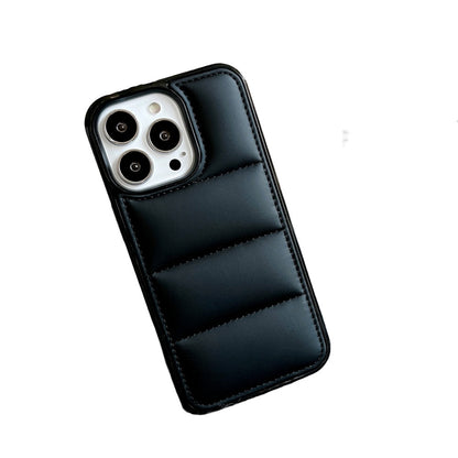 Anymob iPhone Black Down Jacket Puffer Phone Case Fashion Soft Fabric Shockproof Bumper Cover-Mobile Phone Cases-PEROZ Accessories