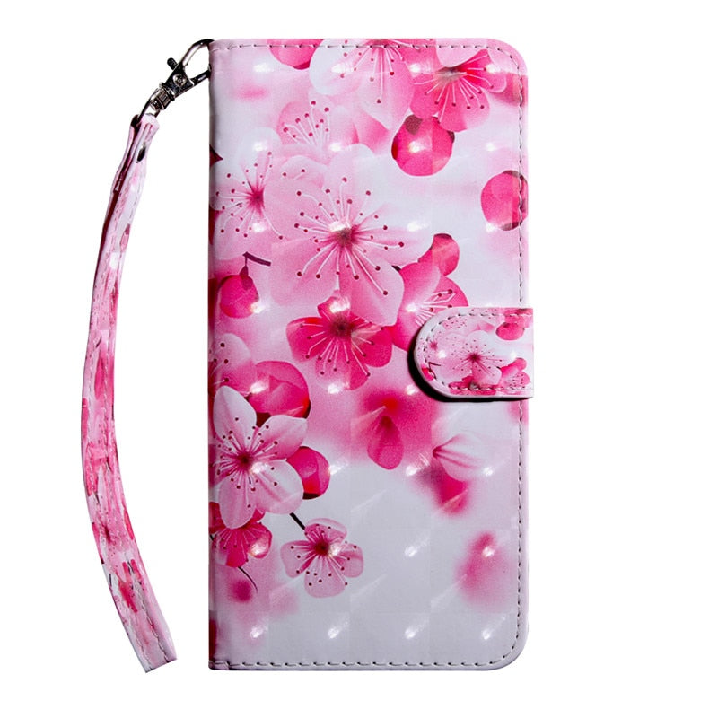 Anymob Xiaomi Redmi Phone Case Pink Flower Leather Flip Wallet Cover-Mobile Phone Cases-PEROZ Accessories