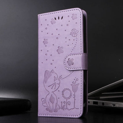 Anymob Samsung Case Purple Flip Leather 3D Cat Embossed PU Leather Wallet Cover Protection-Mobile Phone Cases-PEROZ Accessories