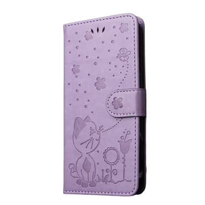 Anymob Samsung Case Green Flip Leather 3D Cat Embossed PU Leather Wallet Cover Protection-Mobile Phone Cases-PEROZ Accessories