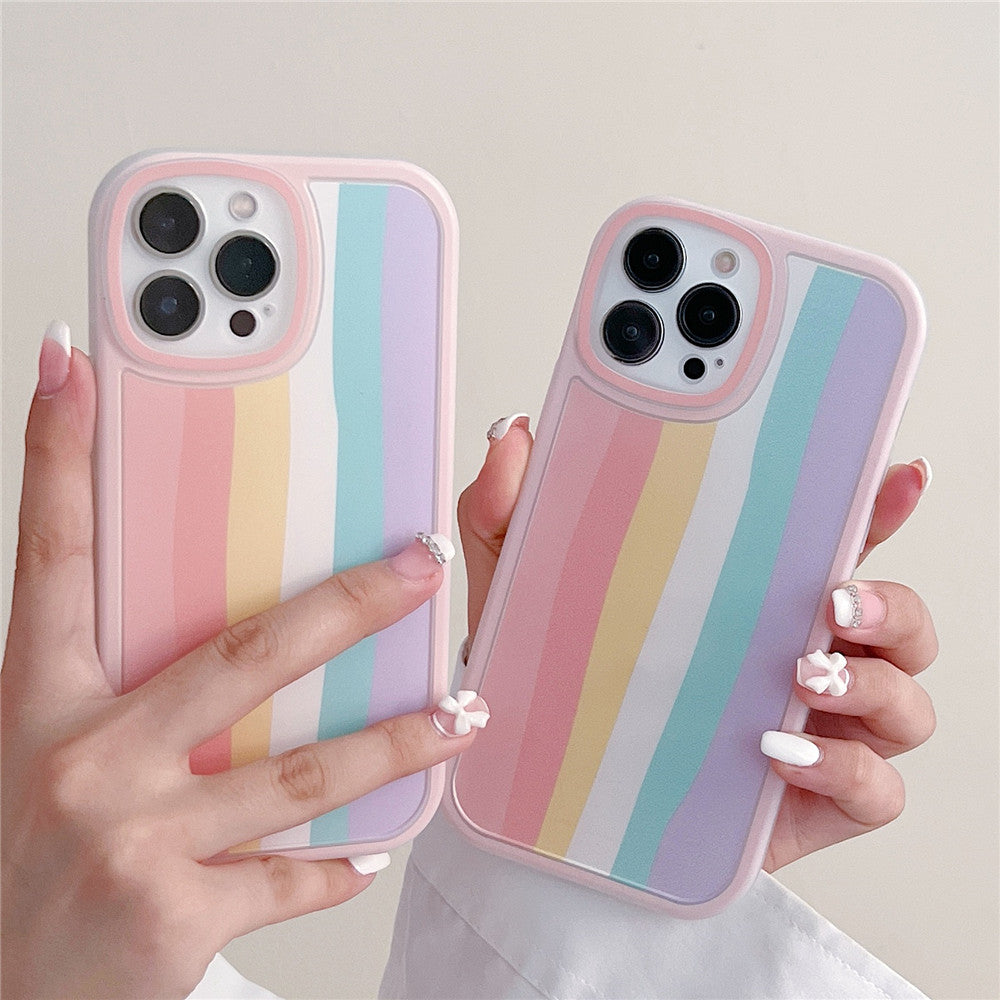 Anymob iPhone Case Vertical Stripe Pastel Color Soft Silicon Shockproof Cover-Mobile Phone Cases-PEROZ Accessories