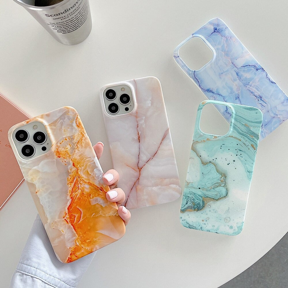 Anymob iPhone Case Orange Smooth Luxury Marble Plus Creative Silky Fashion Design With Quality Durable Phone Cover iPhone Compatible-Mobile Phone Cases-PEROZ Accessories