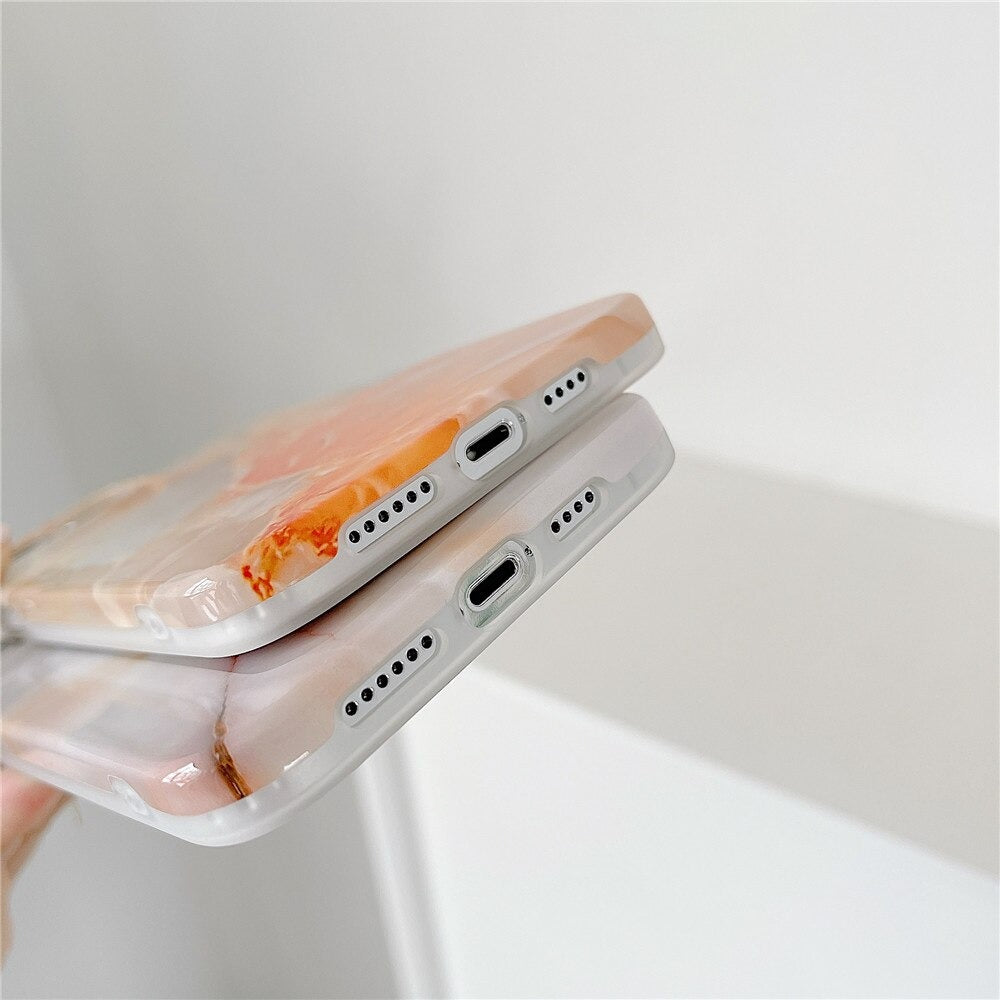 Anymob iPhone Case Orange Smooth Luxury Marble Plus Creative Silky Fashion Design With Quality Durable Phone Cover iPhone Compatible-Mobile Phone Cases-PEROZ Accessories