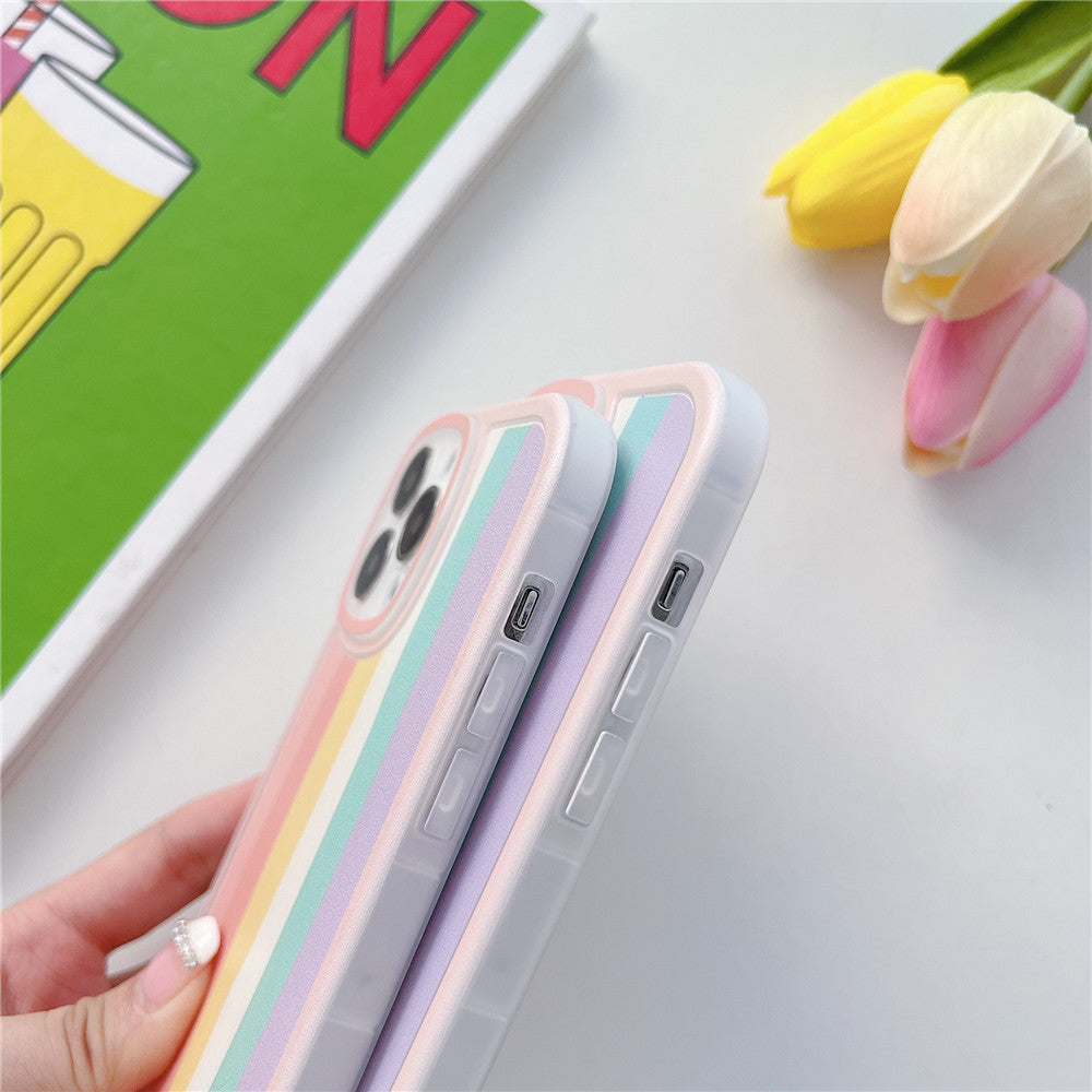 Anymob iPhone Case Vertical Stripe Pastel Color Soft Silicon Shockproof Cover-Mobile Phone Cases-PEROZ Accessories