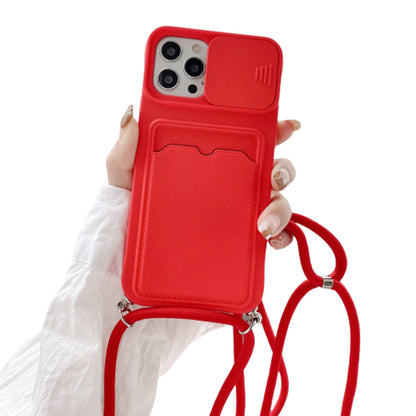 Anymob iPhone Case Red Crossbody Camera Lens Protect Wallet Card Necklace Lanyard Cover-Mobile Phone Cases-PEROZ Accessories