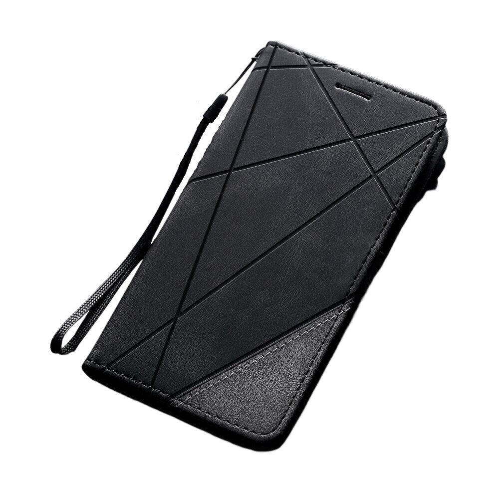 Anymob Samsung Black Flip Wallet Leather Cases Phone Cover Protection-Mobile Phone Cases-PEROZ Accessories