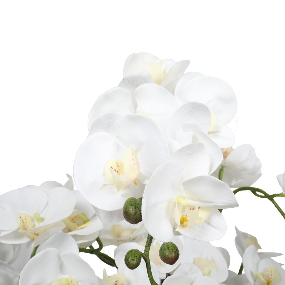 Large Multi-Stem White Potted Faux Orchid 65cm-Home &amp; Garden &gt; Artificial Plants-PEROZ Accessories
