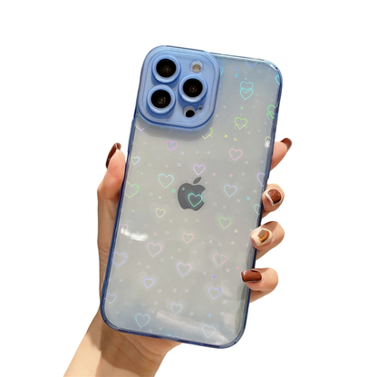 Anymob iPhone Blue Love Heart Transparent Phone Case Fluorescent Soft Bumper Back Cover-Mobile Phone Cases-PEROZ Accessories