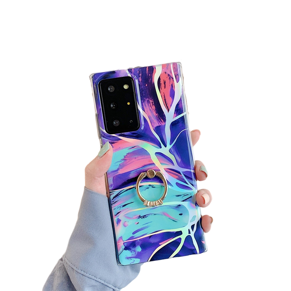 Anymob Samsung Case Ocean Blue Laser Marble Gradient Ring Holder Back Cover-Mobile Phone Cases-PEROZ Accessories