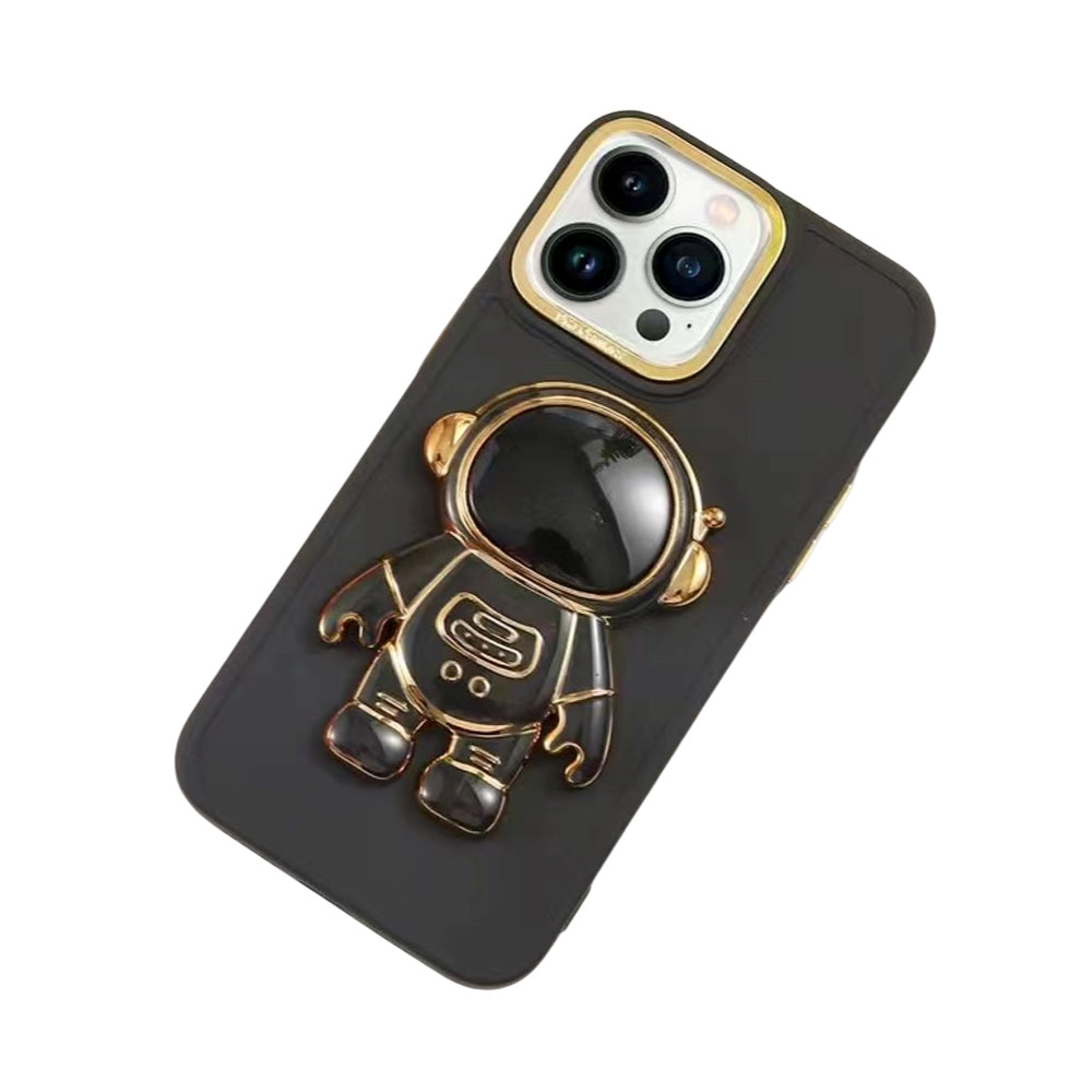 Anymob iPhone Black Astronaut Folding Stand Case Plating Photo Frame Protector Silicone Cover-Mobile Phone Cases-PEROZ Accessories