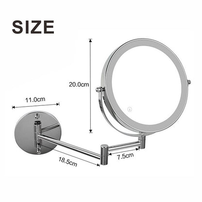 Anyvogue 8in Wall Mounted Smart LED Makeup Mirror Double Sided 3 Light Switch Touch Dimming Adjustable 10x Magnification USB Type-Makeup Mirror-PEROZ Accessories