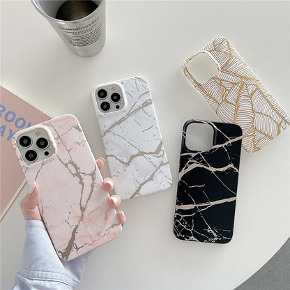 Anymob iPhone Case Black Marble Soft Silicone Shockproof Back Shell Mobile Cover iPhone 13 11 12 Pro Max XS X XR 7 8 Plus SE 2020 Compatible-Mobile Phone Cases-PEROZ Accessories