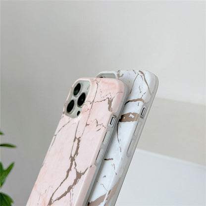 Anymob iPhone Case Pink Marble Soft Silicone Shockproof Back Shell Mobile Cover iPhone 13 11 12 Pro Max XS X XR 7 8 Plus SE 2020 Compatible-Mobile Phone Cases-PEROZ Accessories