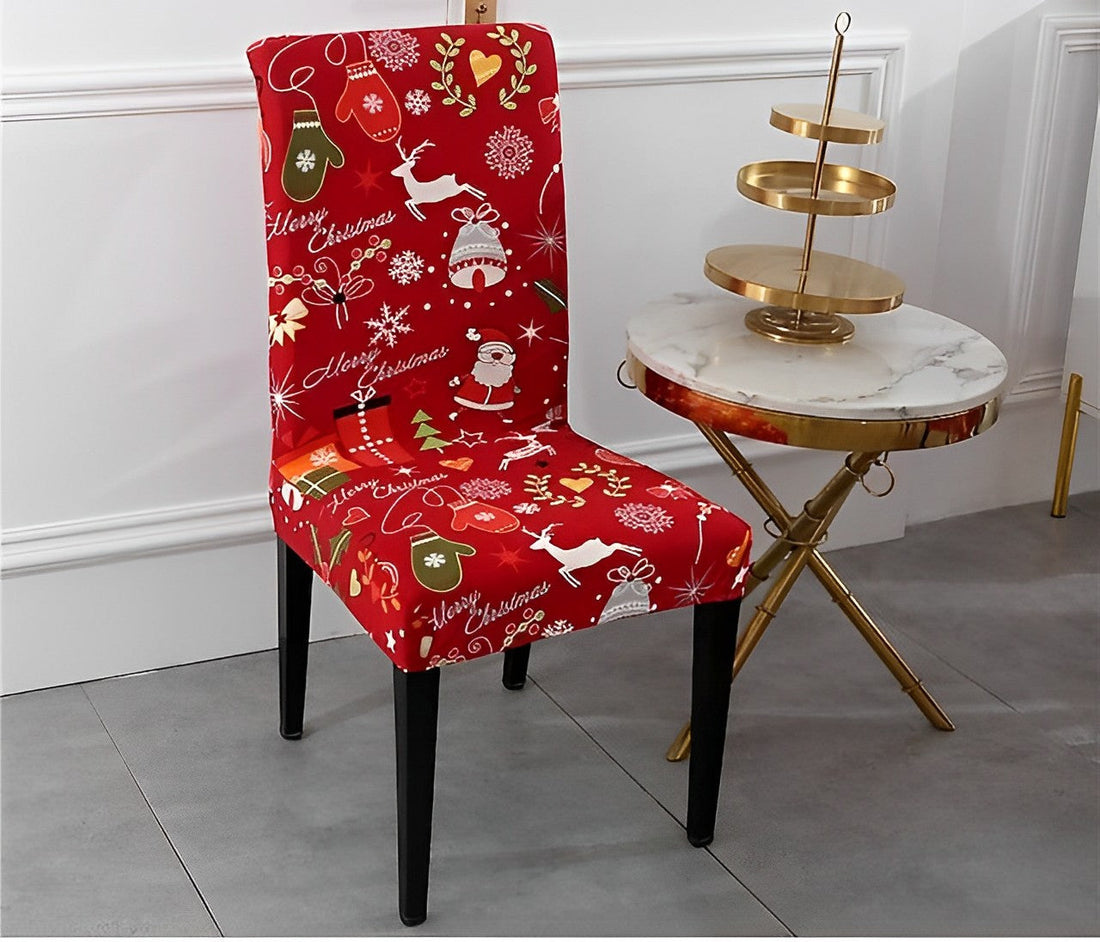 Anyhouz Chair Cover Red Full Christmas Design with Anti-Dirt and Elastic Material for Dining Room Kitchen Wedding Hotel Banquet Restaurant-Chair Cover-PEROZ Accessories