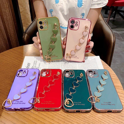 Anymob iPhone Case Black Heart Bracelet Colorful Electroplating Silicone Mobile Cover iPhone 13 11 12 Pro Max X XR XS Max Compatible-Mobile Phone Cases-PEROZ Accessories