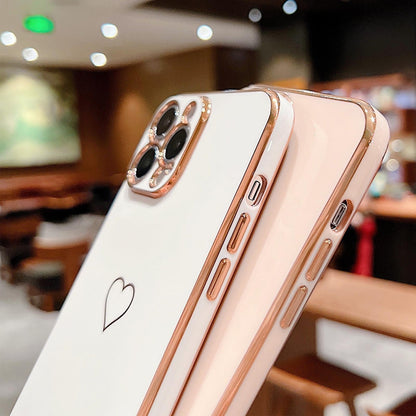 Anymob iPhone Plating White Pink Love Heart Circle Wristband Phone Case Soft Silicone Camera Protection Back Cover Bumper iPhone Compatible-Mobile Phone Cases-PEROZ Accessories