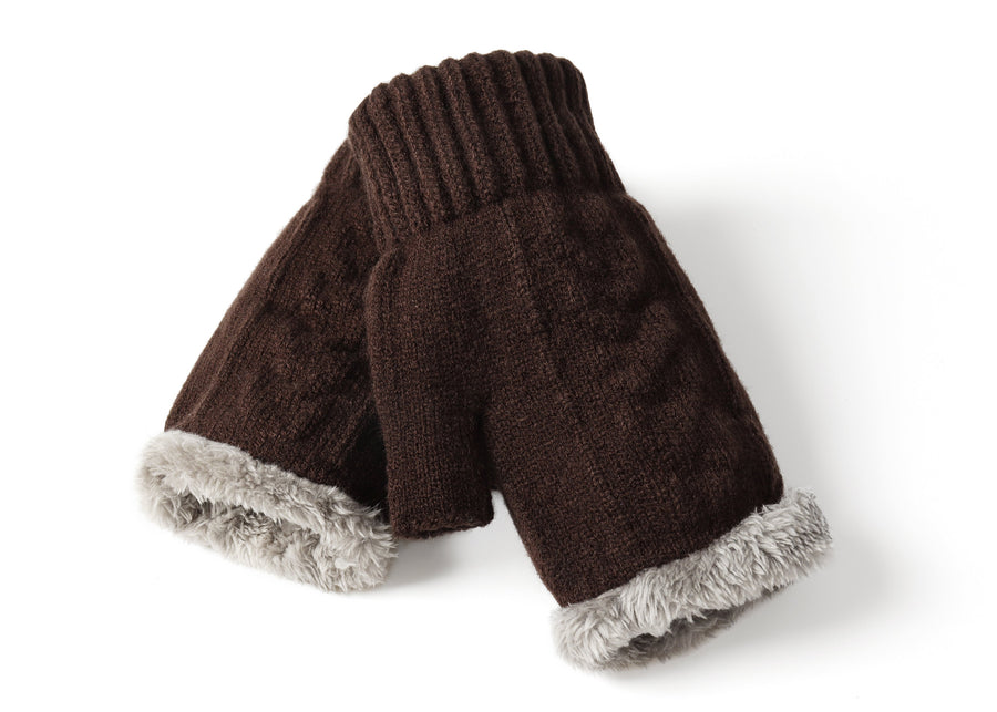 Tarramarra Fingerless Ultra Plush Knit Gloves-Gloves &amp; Mittens-PEROZ Accessories