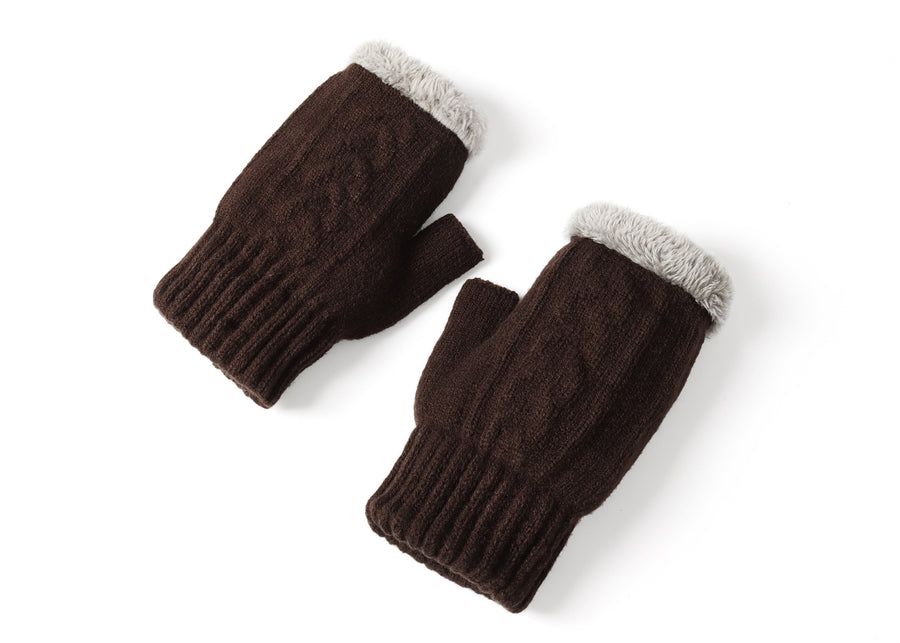 Tarramarra Fingerless Ultra Plush Knit Gloves-Gloves &amp; Mittens-PEROZ Accessories