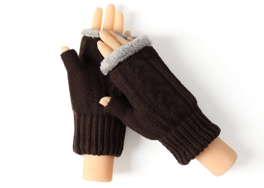 Tarramarra Fingerless Ultra Plush Knit Gloves-Gloves &amp; Mittens-PEROZ Accessories