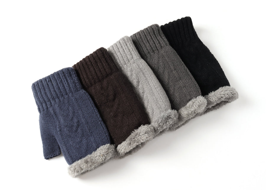 Tarramarra Fingerless Ultra Plush Knit Gloves-Gloves &amp; Mittens-PEROZ Accessories