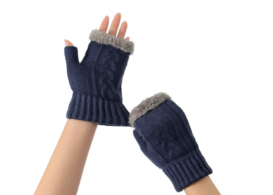 Tarramarra Fingerless Ultra Plush Knit Gloves-Gloves &amp; Mittens-PEROZ Accessories