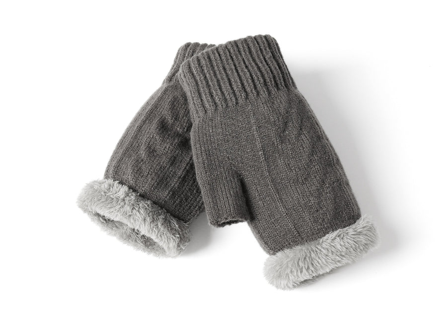 Tarramarra Fingerless Ultra Plush Knit Gloves-Gloves &amp; Mittens-PEROZ Accessories