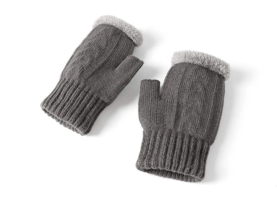 Tarramarra Fingerless Ultra Plush Knit Gloves-Gloves &amp; Mittens-PEROZ Accessories