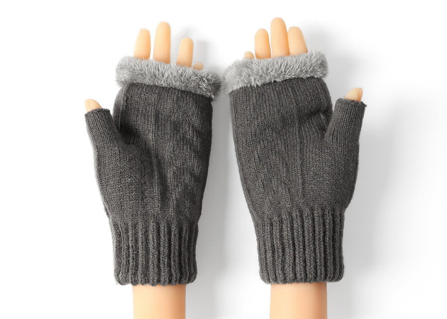 Tarramarra Fingerless Ultra Plush Knit Gloves-Gloves &amp; Mittens-PEROZ Accessories
