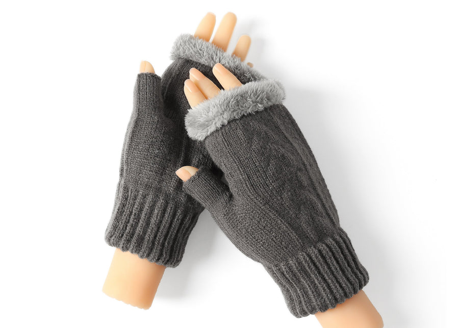 Tarramarra Fingerless Ultra Plush Knit Gloves-Gloves &amp; Mittens-PEROZ Accessories