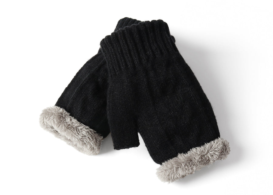 Tarramarra Fingerless Ultra Plush Knit Gloves-Gloves &amp; Mittens-PEROZ Accessories