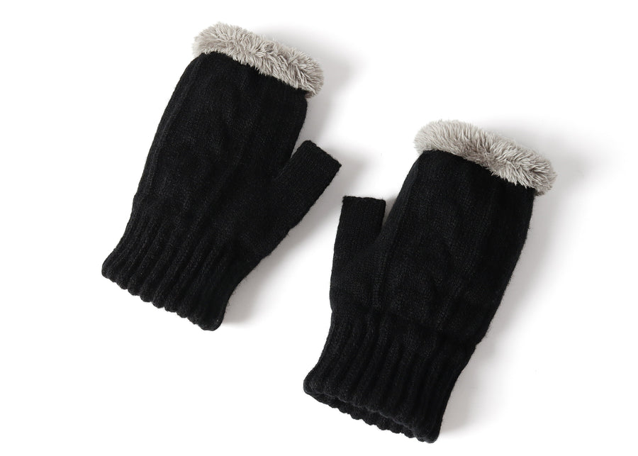 Tarramarra Fingerless Ultra Plush Knit Gloves-Gloves &amp; Mittens-PEROZ Accessories