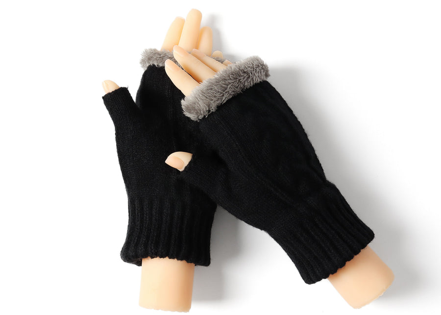 Tarramarra Fingerless Ultra Plush Knit Gloves-Gloves &amp; Mittens-PEROZ Accessories