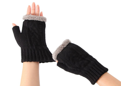 Tarramarra Fingerless Ultra Plush Knit Gloves-Gloves &amp; Mittens-PEROZ Accessories