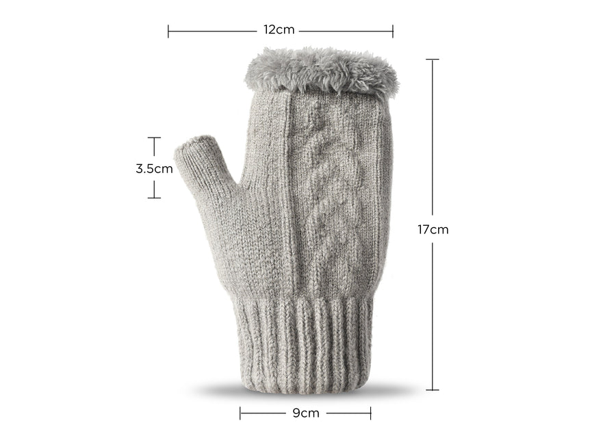 Tarramarra Fingerless Ultra Plush Knit Gloves-Gloves &amp; Mittens-PEROZ Accessories