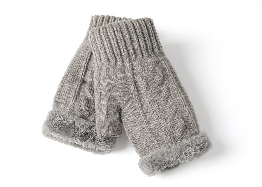 Tarramarra Fingerless Ultra Plush Knit Gloves-Gloves &amp; Mittens-PEROZ Accessories
