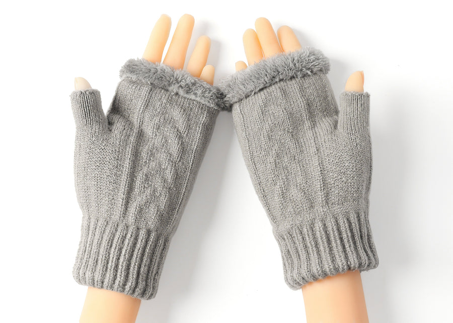 Tarramarra Fingerless Ultra Plush Knit Gloves-Gloves &amp; Mittens-PEROZ Accessories