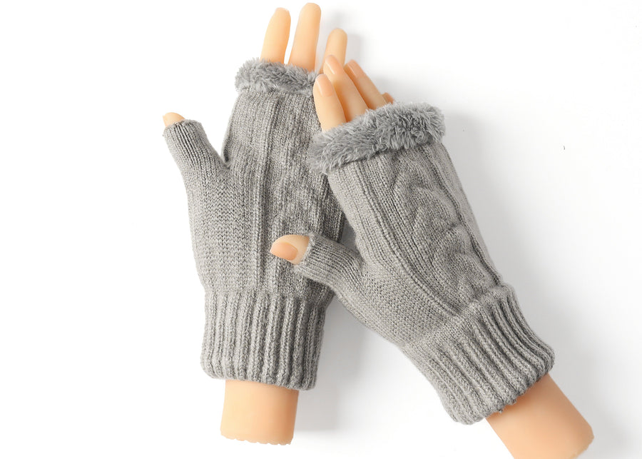 Tarramarra Fingerless Ultra Plush Knit Gloves-Gloves &amp; Mittens-PEROZ Accessories